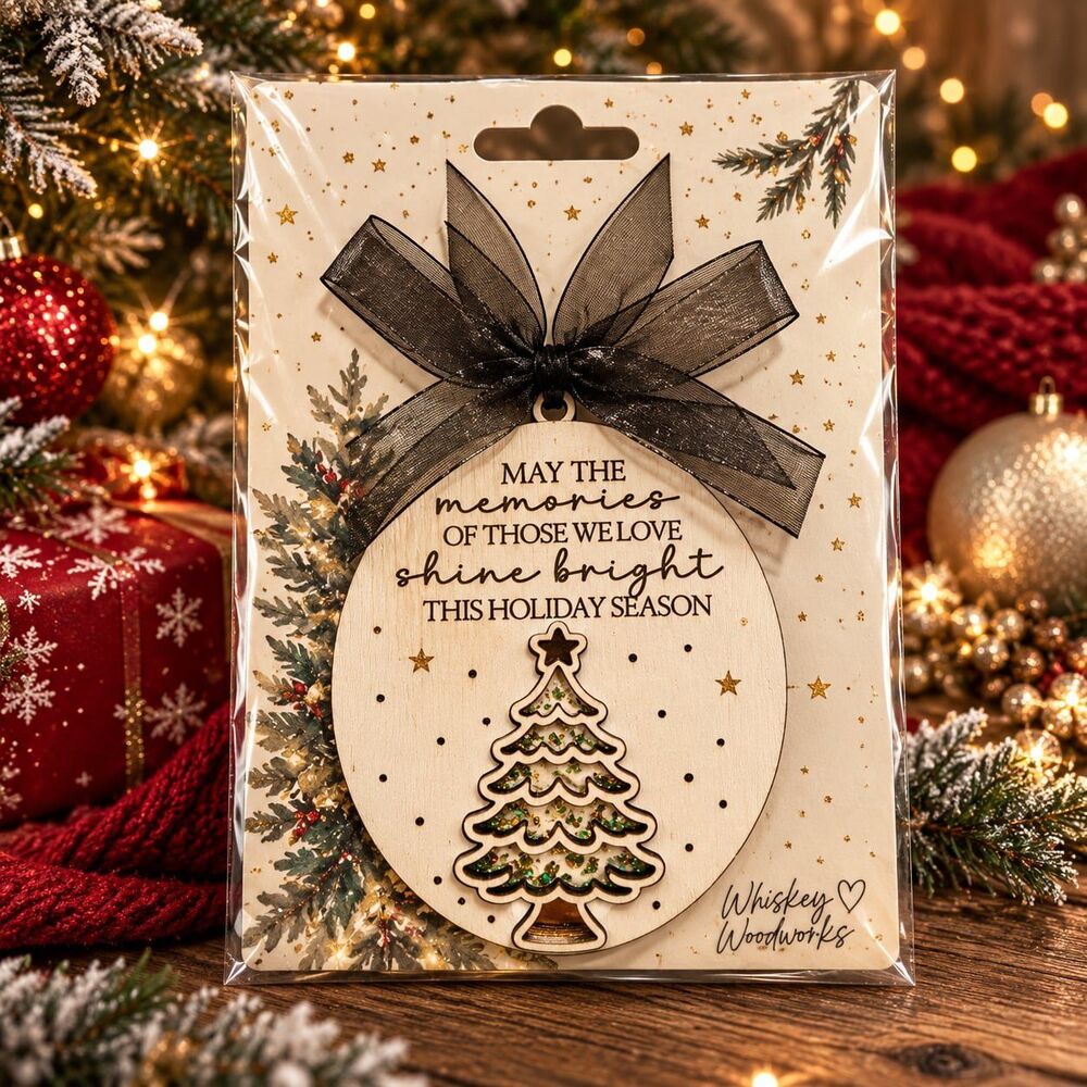 Whiskey Woodworks Memorial Christmas Tree Wooden Ornament